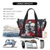 SSIMOO Skull And Red Rose Print Portable Travel Duffel Bag,Ideal For Business And Private Travel, Black view 4