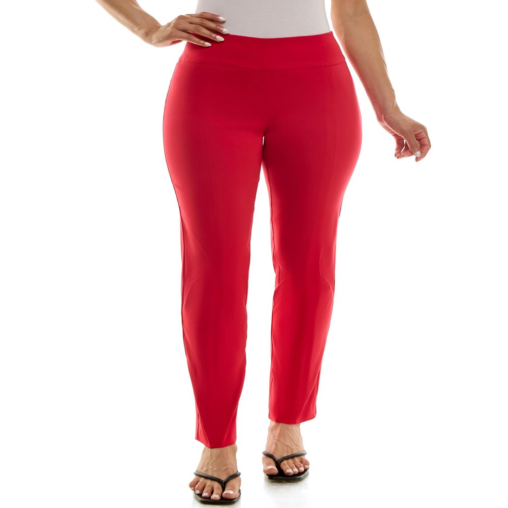 Zac & Rachel Women's Millennium Fabric - Slim Leg Pull-On Pant, Lipstick Red, 10