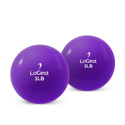Logest Weighted Toning Exercise Balls Pair - Round Shape Medicine Ball - 1LB 2LB 3LB 4LB 5LB 6LB Available - Toning Muscle for Men & Women - Color-Coded Difficulty Levels (3LB - Pair)