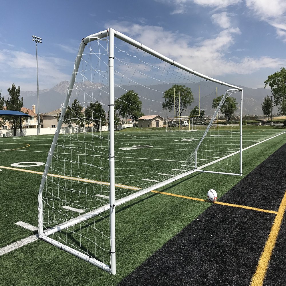 Vallerta Match 24 X 8 FT. Official Regulation Size Soccer Goal. Strongest Heavy Duty 2" Diameter Rust & Corrosion Resistant Steel Frame w/Durable Weatherproof 4mm Net.