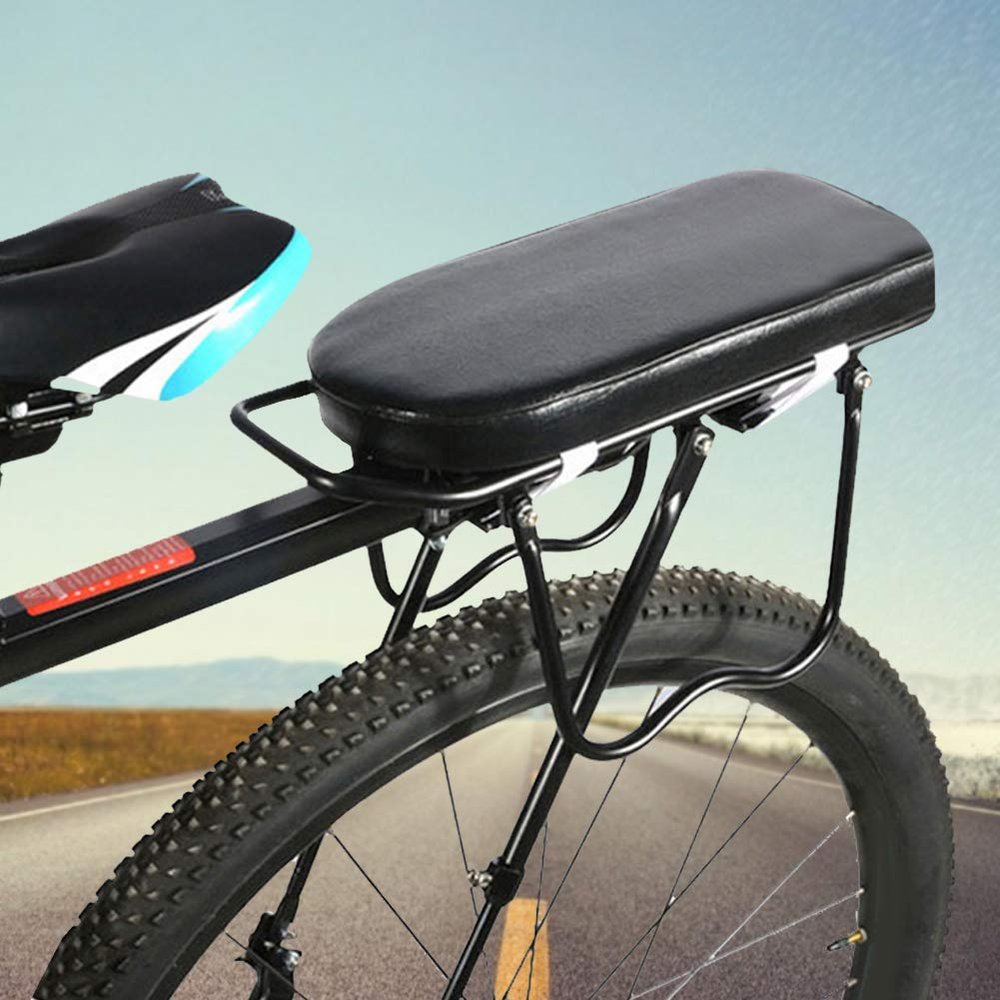 Rear Saddle Cushion Shock Absorbing Comfortable Bike Seat Cover Washable Slip Resistant Universal Fit for Bicycles Semicircular Seat Plate Black