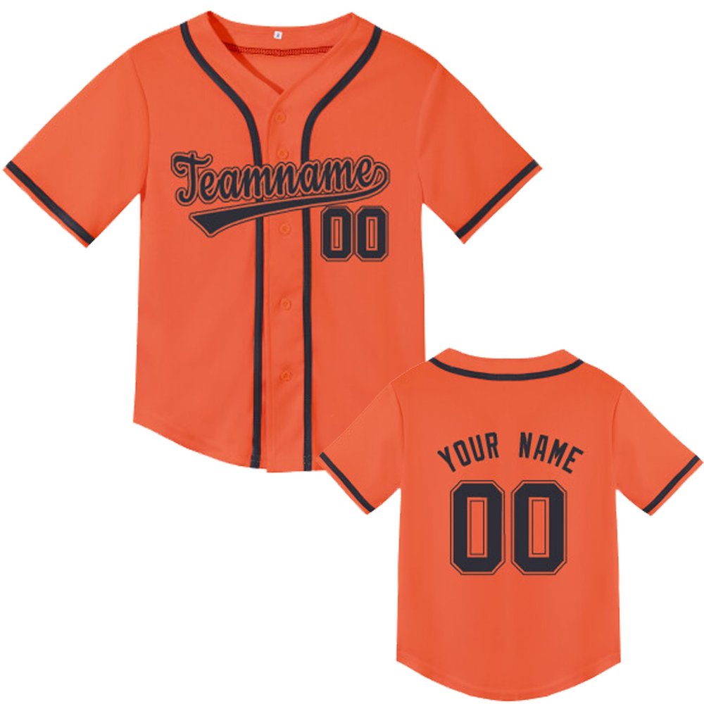 Kids Custom Baseball Jersey Personalized Baseball Shirt Sport Uniform for Boys Girls Custom Your Own Shirt Orange