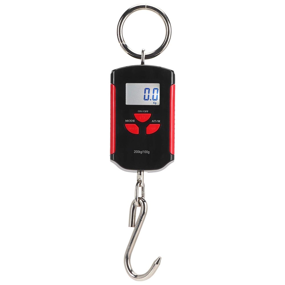 Portable Electronic Hanging Scale Luggage Scale, Waterproof Fish Scale, Digital LCD Backlit Display kg/lb/JIN 200KG W/Hook(Red Frame)