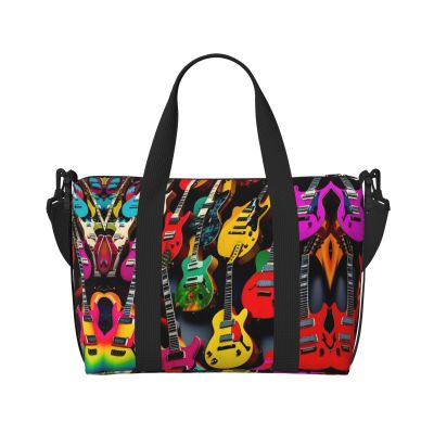 Colorful Guitar Print Versatile Gym Sports Bag,Companion For Your Journeys And Fitness Routines