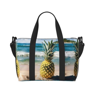 Pineapple On Beach Print Versatile Gym Sports Bag,Companion For Your Journeys And Fitness Routines