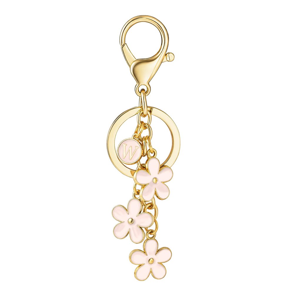 SELOVO Women Girls Initial Keyring Letter W Tassel Pink Keychain