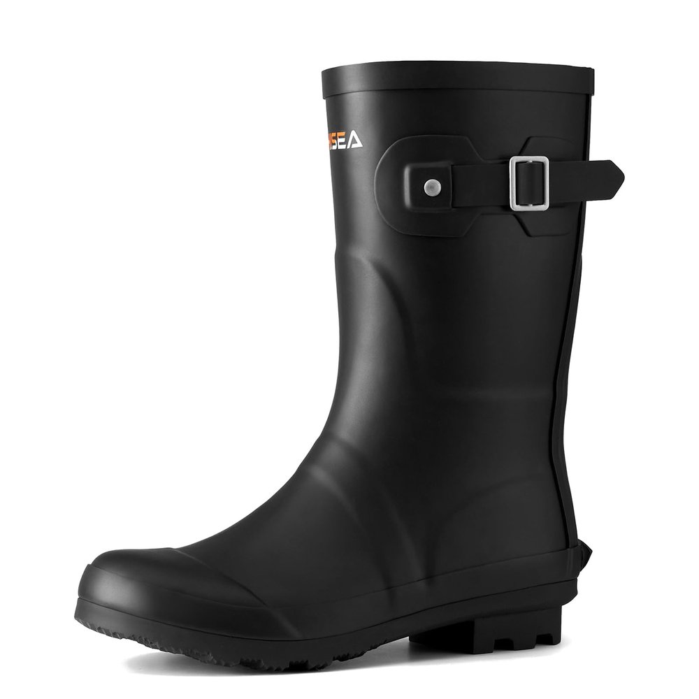 HISEA Women's Mid Calf Rubber Rain Boots Waterproof Wellington Garden Boots