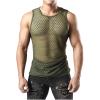 Men's See Through Mesh Fishnet Tank Tops Fitted Sleeveless Muscle T Shirts Summer Night Club Beach Hollow Out Shirts Army Green view 1
