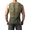 Men's See Through Mesh Fishnet Tank Tops Fitted Sleeveless Muscle T Shirts Summer Night Club Beach Hollow Out Shirts Army Green view 3