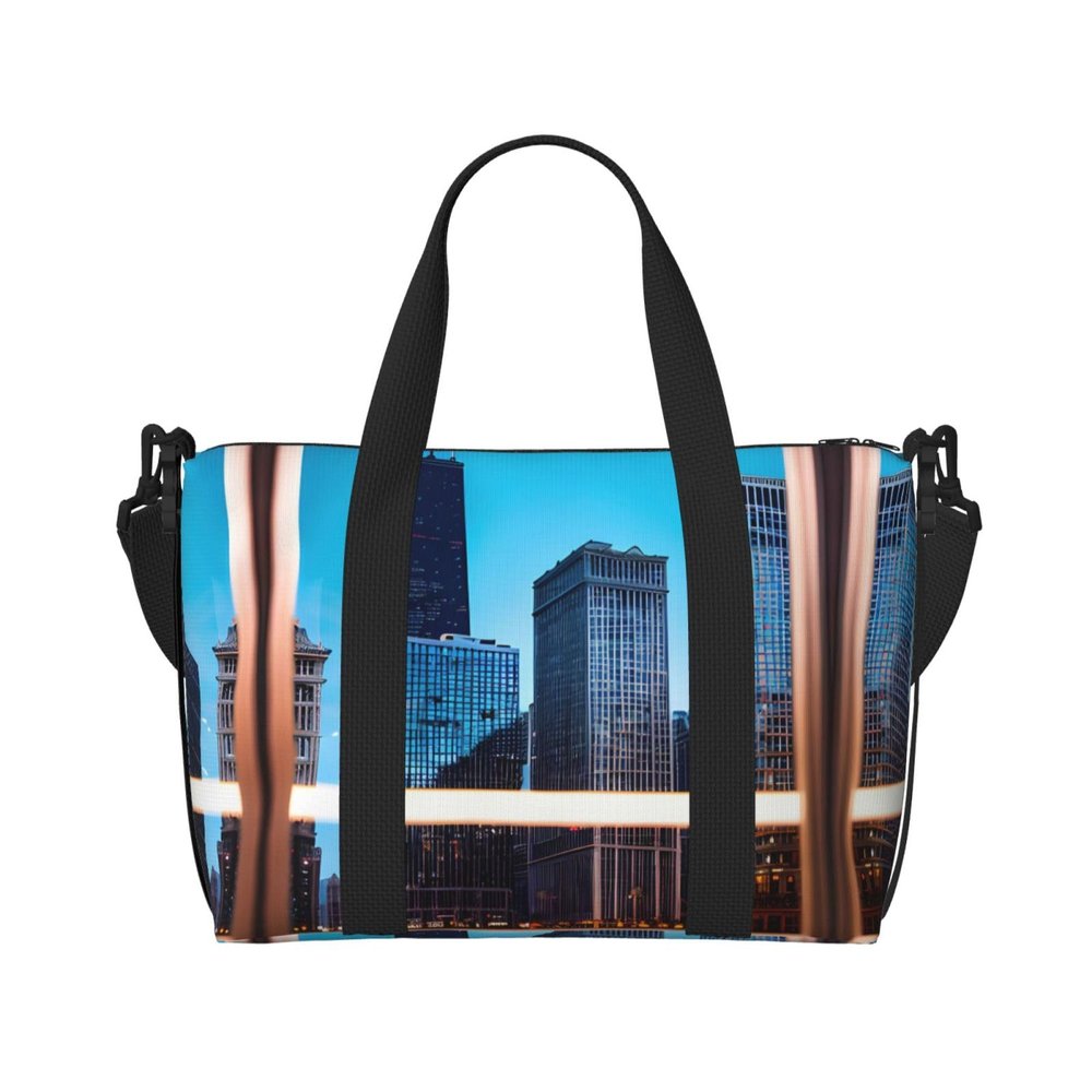 Chicago Reflect Print Versatile Gym Sports Bag,Companion For Your Journeys And Fitness Routines