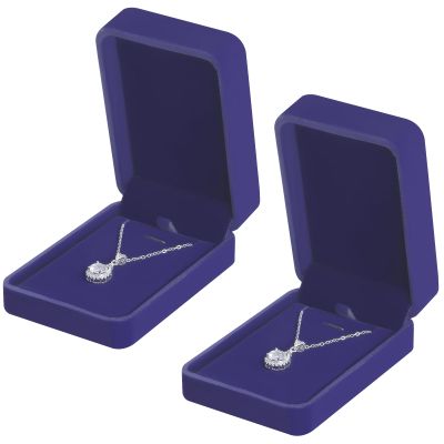 KUKUVR 2 Pieces Classic Velvet Necklace Pendant Box for Jewelry Gift, Small Jewellry Storage Display Case for Wedding Engagement Birthday Anniversary