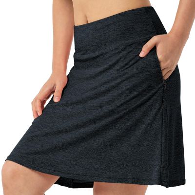 Women Skorts Skirts with Zipper Pockets,Athletic Golf Tennis Swim Skirts 20" Knee Length Skorts for Women(Grayish Lead L)