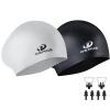 Dsane 2 Pack Womens Silicone Swim Cap for Long Hair,3D Ergonomic Design Silicone Swimming Caps for Women Kids Men Adults Boys Girls with Ear Plug and Nose Clip(M) view 1