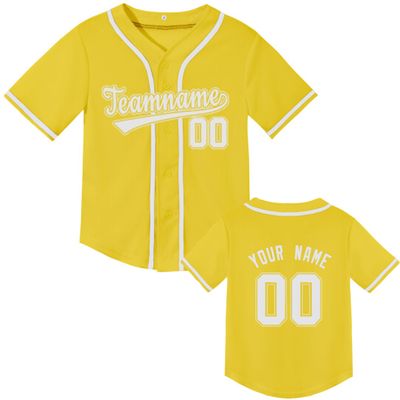 Kids Custom Baseball Jersey Personalized Baseball Shirt Sport Uniform for Boys Girls Custom Your Own Shirt Yellow
