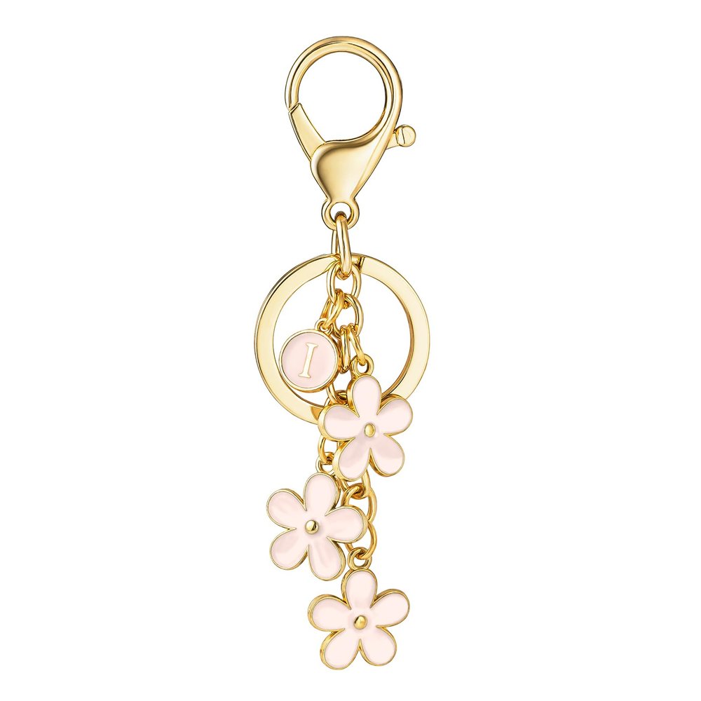 SELOVO Backpack Accessories Cute Flower Pink Keychain Letter I
