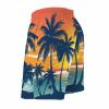 Boho Coconut Tree Sunset Men's Swim Trunks Seagull Boat Beach Shorts Hawaii Summer Drawstring Swimsuit with Pockets l view 3