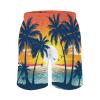 Boho Coconut Tree Sunset Men's Swim Trunks Seagull Boat Beach Shorts Hawaii Summer Drawstring Swimsuit with Pockets l view 4