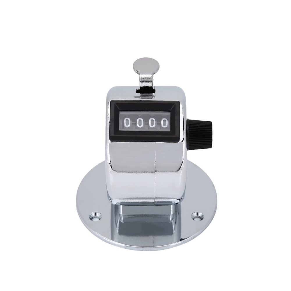 Handheld Counter Clicker, Hand Tally Counter, Desk Counter Clicker with Base Mount, Mini Metal 4 Digit Number Clicker Counter for Sports Games Golf Scoring