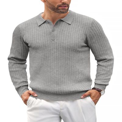 COOFANDY Mens Knit Polo Shirts Casual Long Sleeve Classic Polo Shirts Button Down Golf Shirts