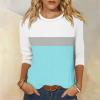 3/4 Sleeve Tops for Women Contrast Raglan Crewneck Cute Summer Shirts 2025 Loose Trendy Three Quarter Length Blouses Vacation Beach Long Tunic Tops to Wear with Leggings Womens 3/4 Sleeve Tops view 2