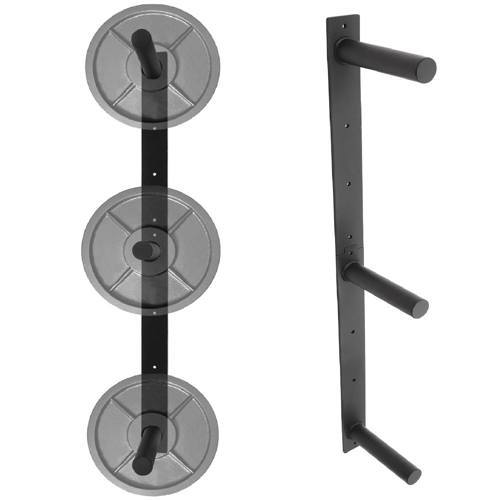 Weight Plate Storage Rack Wall Mount 3 Peg Weight Plate Holder 1050lbs Capacity Heavy Duty Bumper Plate Storage Rack for Home&Commercial Gym, Fit 2" Barbell Plates