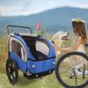2-in-1 2 Seat Bicycle Trailer & Jogger Stroller for Kids and Pets, Foldable with Pivot Front Wheel, All-Terrain Tires, Safety Harness view 3