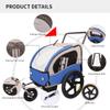2-in-1 2 Seat Bicycle Trailer & Jogger Stroller for Kids and Pets, Foldable with Pivot Front Wheel, All-Terrain Tires, Safety Harness view 4
