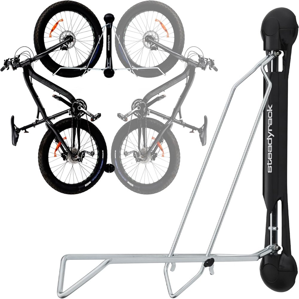 Steadyrack Fat Tire Bike Rack Vertical Wall Mount Storage for Fat Bikes with 2.84.5 Wide Tires Space-Saving Pivot Design for Garage or Home