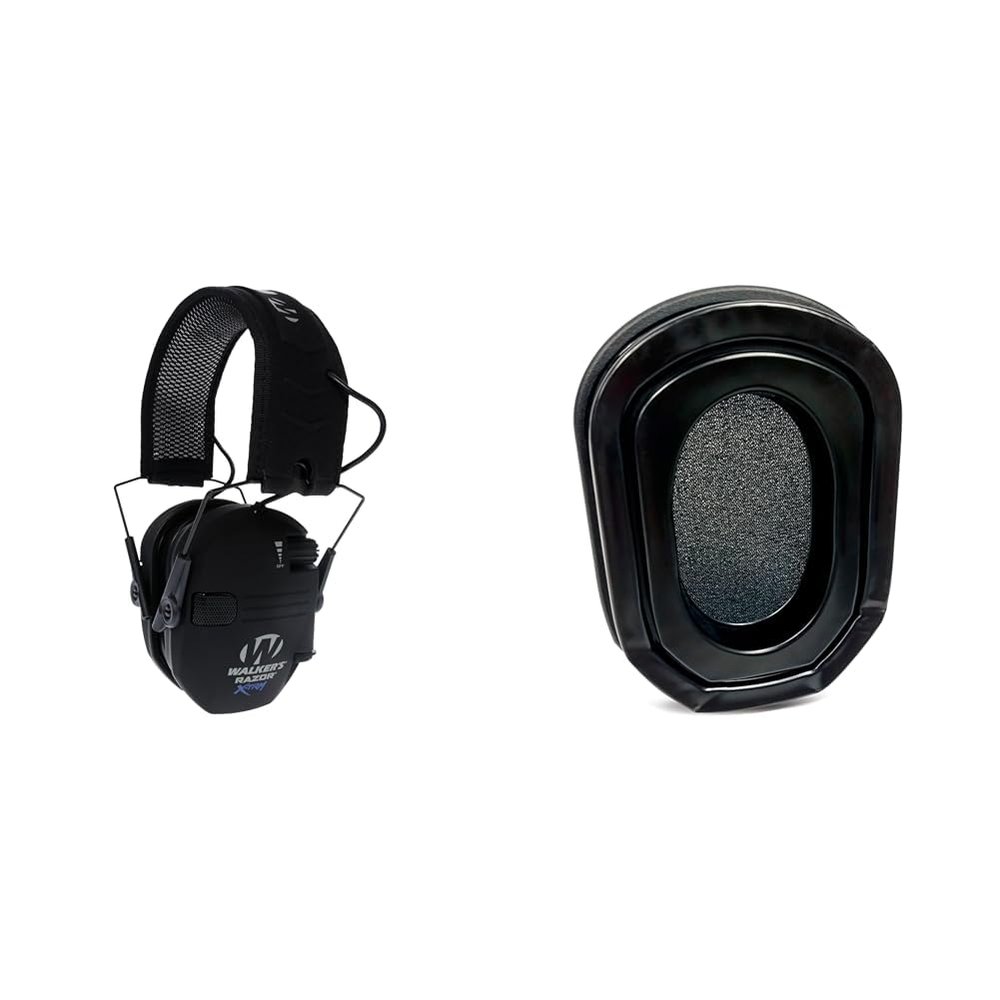 Walker's Razor Slim X-TRM Electronic Earmuffs Bundle with Gel Ear Pads for Shooting & Hunting, Black