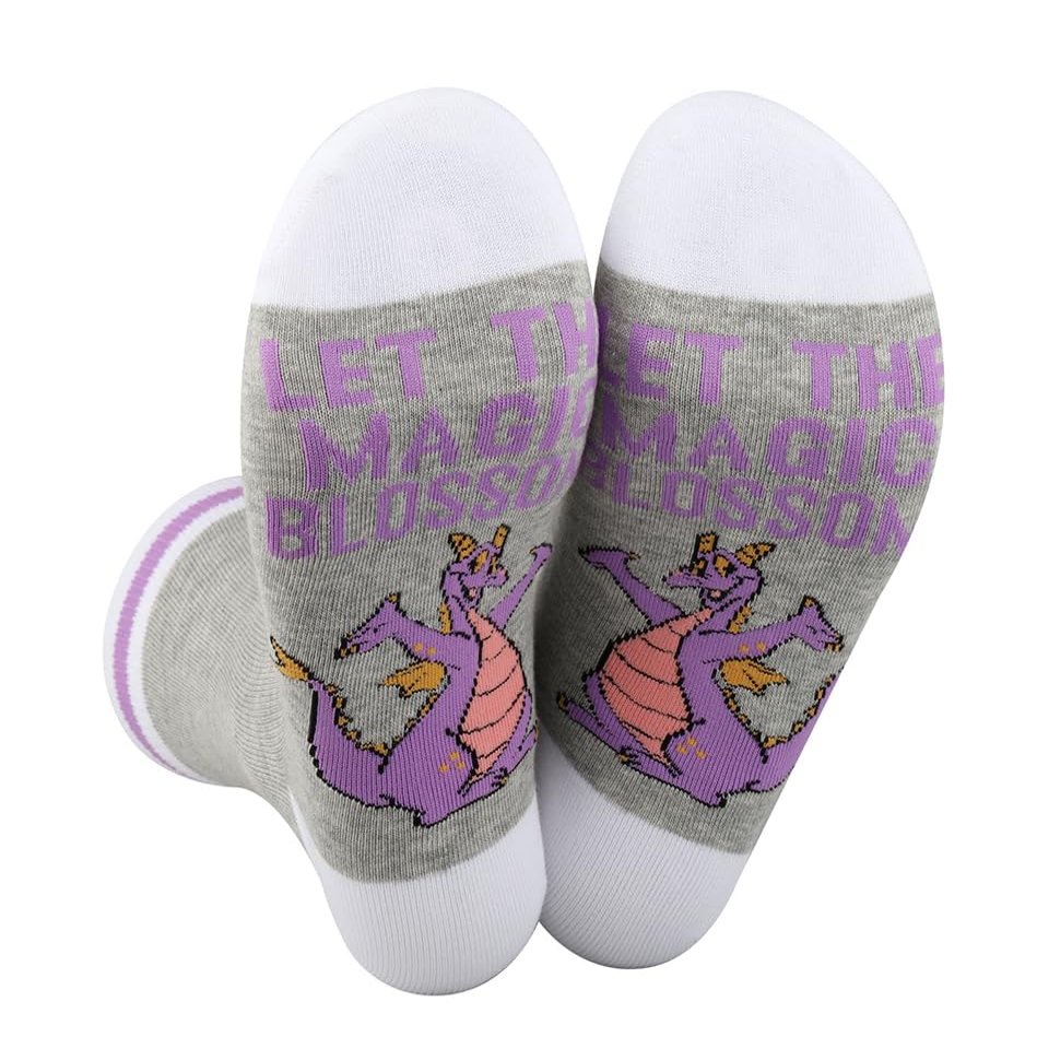 G2TUP Purple Dragon Socks Cartoon Movie Fans Gift Let The Magic Blossom Purple Dragon Socks (US, Alpha, One Size, Regular, Regular, Let Magic Dragon S)