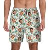 Custom Mens Swim Trunks Personalized Board Shorts with Face Quick Dry Swimsuit Bathing Suit Compression Liner Hawaiian Beach Shorts with Pockets Style 20 view 1