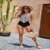 Edelqual Tankini Swimsuits for Women Plus Size Tummy Control Bathing Suits Two Piece Top Modest Full Coverage High Waisted Bikini Bottom Swimwear Set 2025(Leopard Black,2XL) view 3