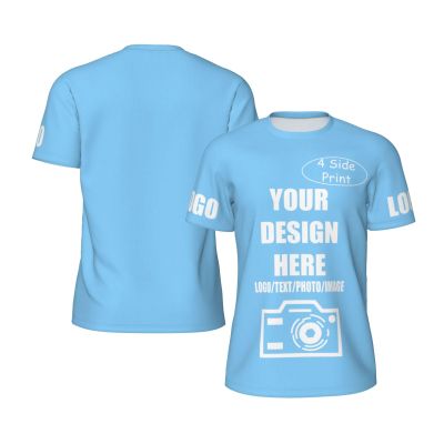 Custom T Shirts for Men Women Customize Your Text Custom T Shirts Design Your Own Perfect for Running Cycling Sports and Lightweight/Quick Drying Birthday Father's Day Great Gift 3X-Large Blue