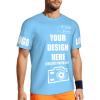 Custom T Shirts for Men Women Customize Your Text Custom T Shirts Design Your Own Perfect for Running Cycling Sports and Lightweight/Quick Drying Birthday Father's Day Great Gift 3X-Large Blue view 2