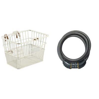 Retrospec Apollo Detachable Front Bike Basket with Master Lock 8122D Cable Lock, Set Your Own Combination Bike Lock, 6 ft. Long