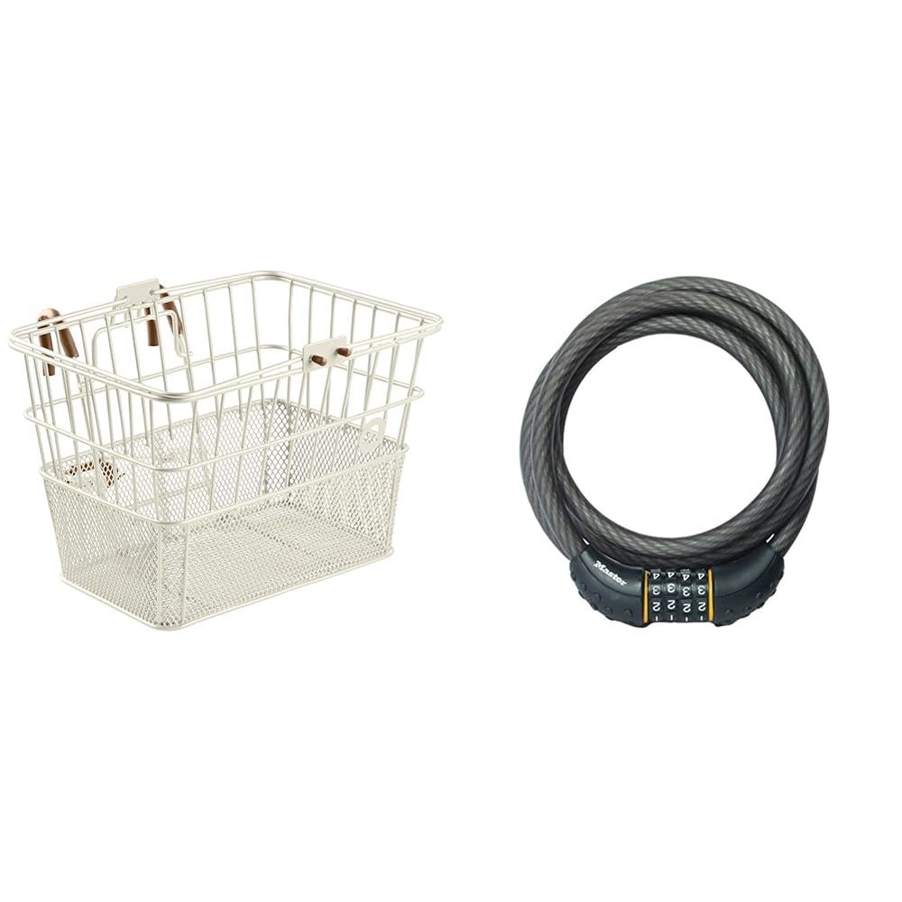 Retrospec Apollo Detachable Front Bike Basket with Master Lock 8122D Cable Lock, Set Your Own Combination Bike Lock, 6 ft. Long