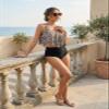 Edelqual Tankini Swimsuits for Women Plus Size Tummy Control Bathing Suits Two Piece Top Modest Full Coverage High Waisted Bikini Bottom Swimwear Set 2025(Leopard Black,XL) view 2