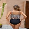 Edelqual Tankini Swimsuits for Women Plus Size Tummy Control Bathing Suits Two Piece Top Modest Full Coverage High Waisted Bikini Bottom Swimwear Set 2025(Leopard Black,XL) view 4