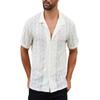 ABAFIP Men's Floral Sheer Lace Shirt Casual Button Down Short Sleeve Cuban Mesh Beach Shirts Beige Large view 1