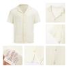 ABAFIP Men's Floral Sheer Lace Shirt Casual Button Down Short Sleeve Cuban Mesh Beach Shirts Beige Large view 3