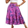 BARASA Long Maxi Skirts for Women Summer High Elastic Waist Skirt Casual Tie Front Flowy Ruffle Floral Print Long A Line Skirts 8627 Pink Blue M view 1