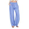 ABOUTYES Linen Pants Women Summer 2024 Casual Drawstring Elastic Waist Cotton Long Wide Leg Pant Lounge Trousers with Pockets view 1