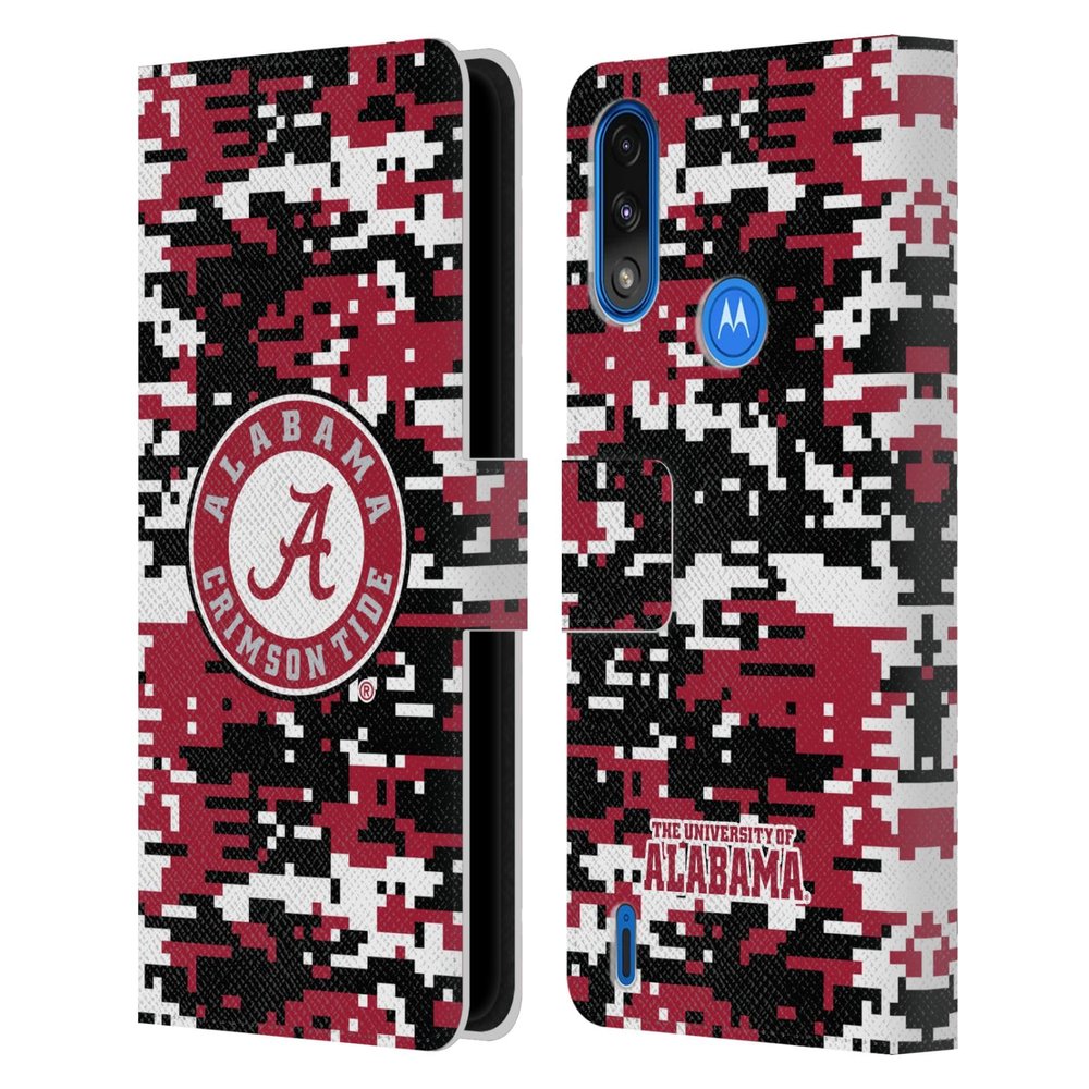 Head Case Designs Officially Licensed University of Alabama UA Digital Camouflage Leather Book Wallet Case Cover Compatible with Moto E7 Power/Moto E7i Power