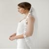 Latious Lace Wedding Veils Ivory Fingertip 1 Tier Bridal Tulle with Comb for Brides and Women (Ivory) view 3