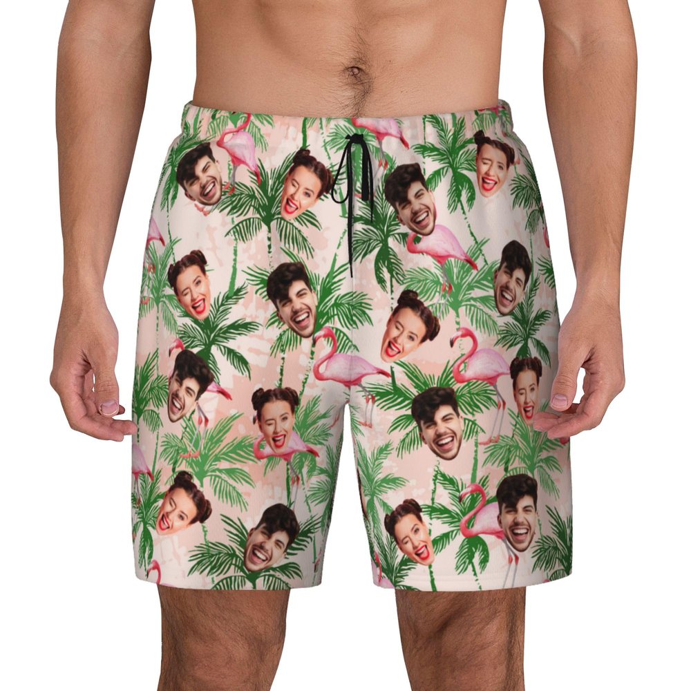 Custom Mens Swim Trunks Personalized Board Shorts with Face Quick Dry Swimsuit Bathing Suit Compression Liner Hawaiian Beach Shorts with Pockets Style 35