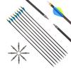 ACCMOS 12pc 30-Inch Spine-300 Arrow Removable Tips Targeting Hunting Arrow Plastic Fletching 2 Inch Vane Carbon Arrows for Compound Bow Recurve Bow Adult Youth Archery Blue Yellow view 2