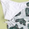 NineFit Basics Big Kids Girls Solid Bikini Sets Bathing Suit with Leaf Print Cover Up Skirt 3 Pice Summer Beach (White, 12-14 Years) view 3