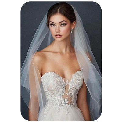 Latious 1 Tier Bride Wedding Veils White Fingertip Bridal Tulle Veil with Comb Bachelorette Accessories for Women (White)
