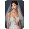 Latious 1 Tier Bride Wedding Veils White Fingertip Bridal Tulle Veil with Comb Bachelorette Accessories for Women (White) view 1