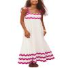 ebossy Women's 2024 Summer Trendy Shirred Floral Boho Long Dress Rickrack Spaghetti Straps Flowy Beach Sundress (X-Large, Rosed) view 1